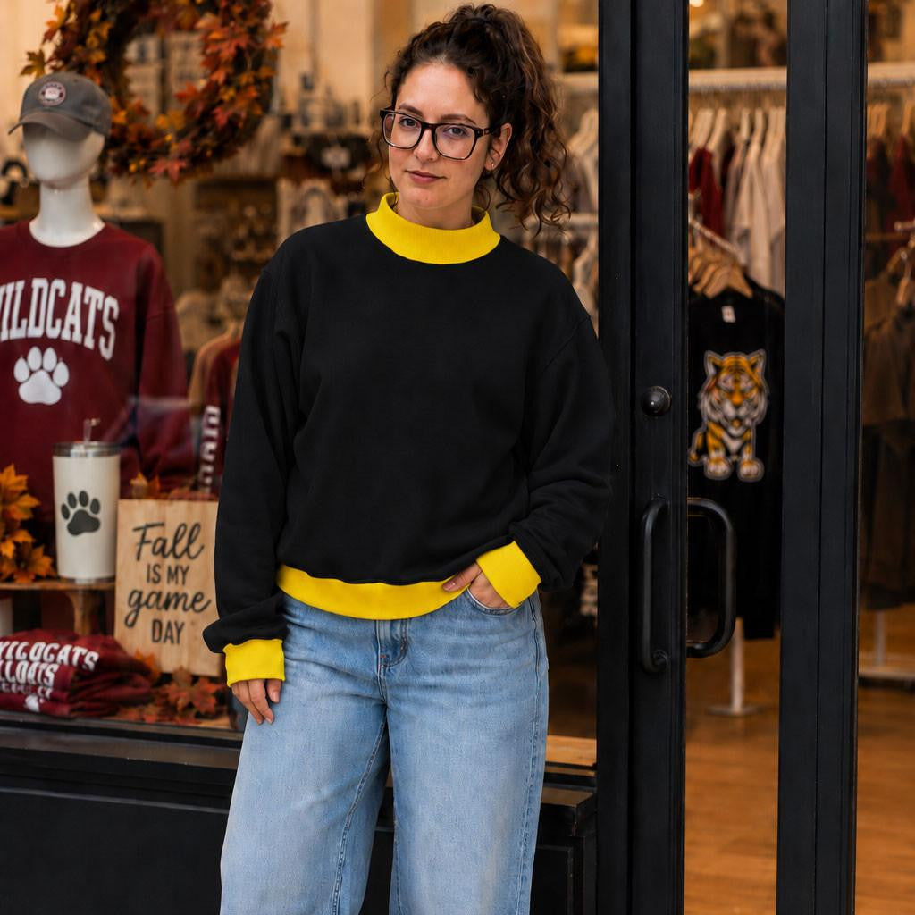 Premium Contrast Mock Neck Sweatshirt – Custom Embroidered | PREORDER