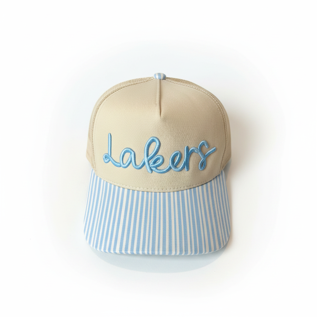 Lakers Seersucker Trucker Hat | Embroidered School Spirit Cap
