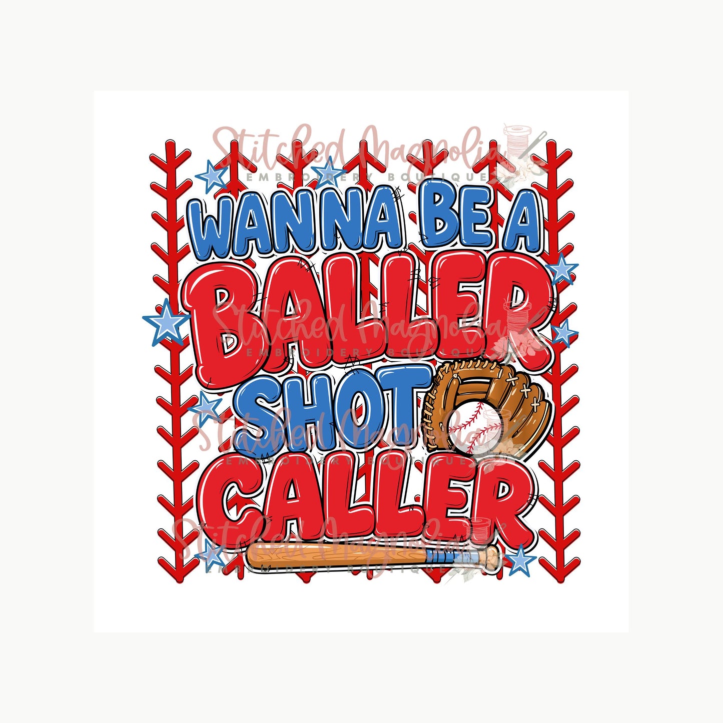 Wanna Be A Baller Shot Caller Baseball PNG | Red & Blue | Digital Download
