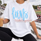 Lions Comfort Colors Tee – White with Columbia Blue Script