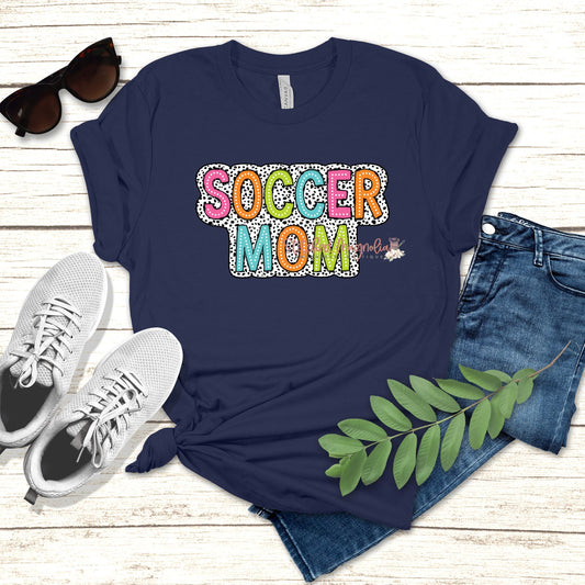 Colorful Soccer Mom Design | Soccer Mom Dalmatian Dots | Unisex Tee