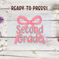Single DTF Transfer - Second Grade Rainbow Bow | Heat Press Ready