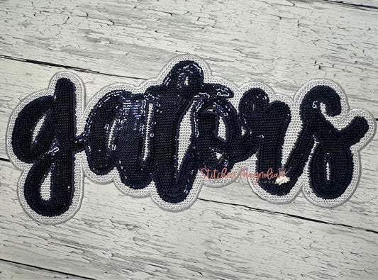 11" Gators Handwritten Navy Sequin Patch