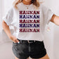 Hannan Hawks Stacked Faux Sequin Wordmark Tee