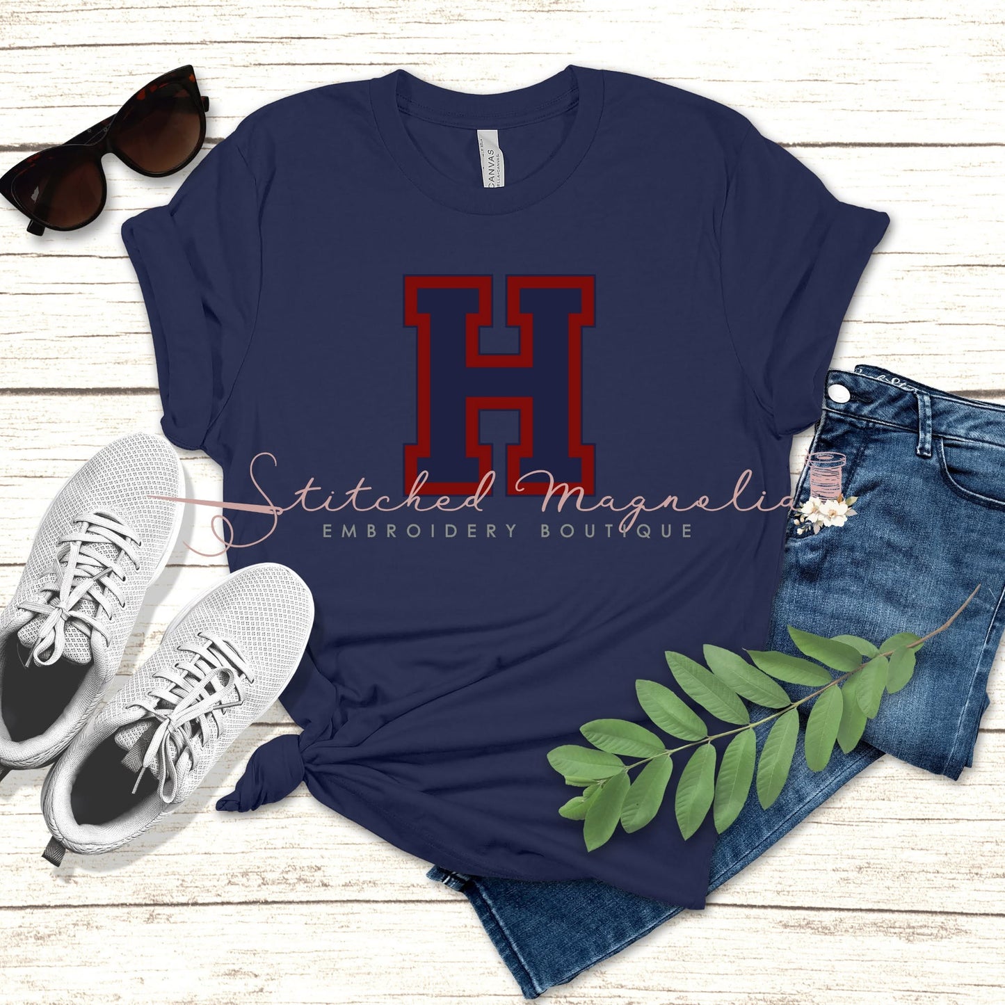 Hannan Hawks Bold H Lettermark Tee | Navy