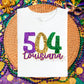 504 Louisiana Mardi Gras Tee | New Orleans Area Code | Purple Green Gold Glitter Design