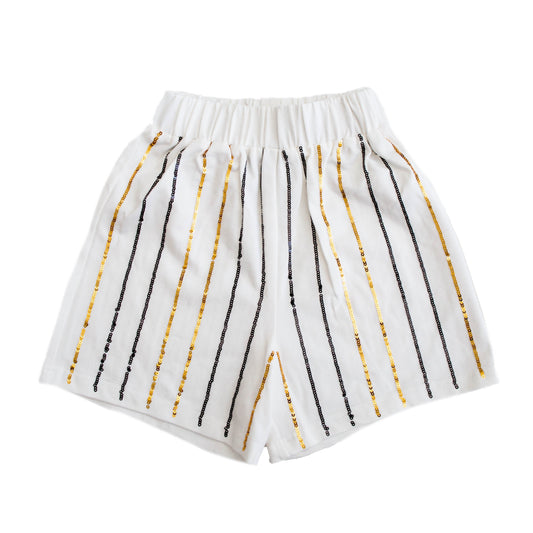 Black and Gold Sequin Striped Adult Shorts