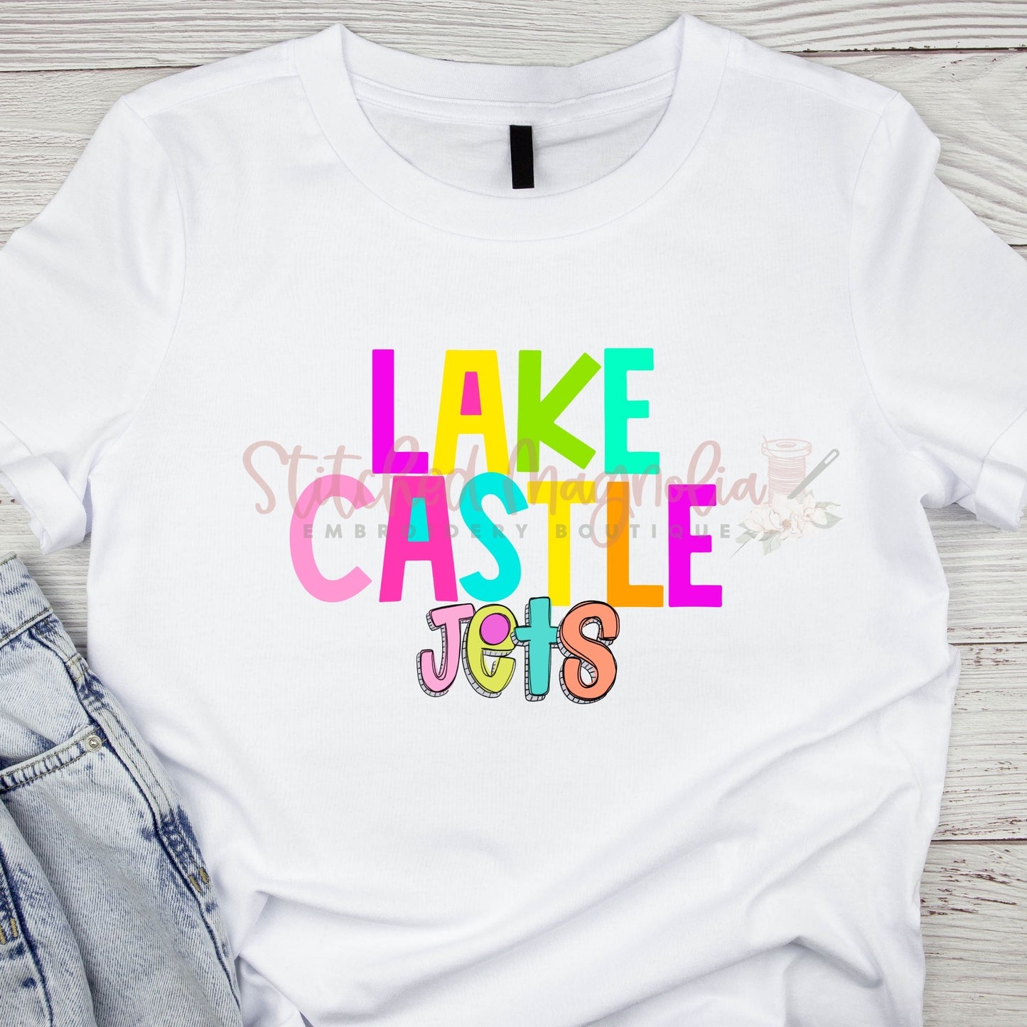 Bright Lake Castle Jets Graphic Tee – Bold, Colorful Team Spirit | Unisex
