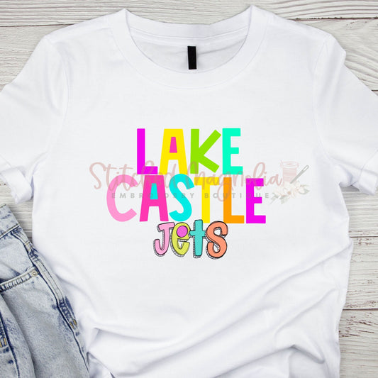 Bright Lake Castle Jets Graphic Tee – Bold, Colorful Team Spirit | Unisex