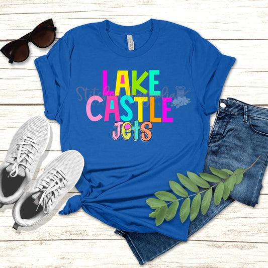 Bright Lake Castle Jets Graphic Tee – Bold, Colorful Team Spirit | Unisex