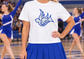 White Royallettes shirt modeled at a cheer event