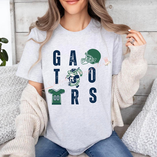Coquille MYB Madisonville Gators Football Graphic Tee- Stacked Distressed GATORS Football