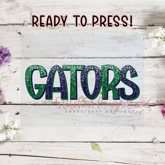 Single DTF Transfer - Gators Faux Glitter | Heat Press Ready
