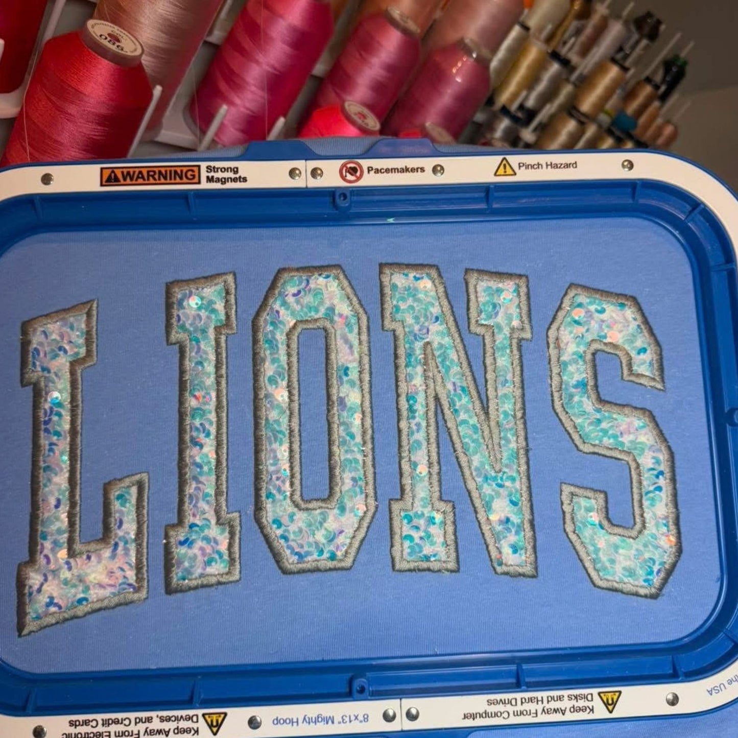 Lions Iridescent Sequin Unisex Tee – Carolina Blue