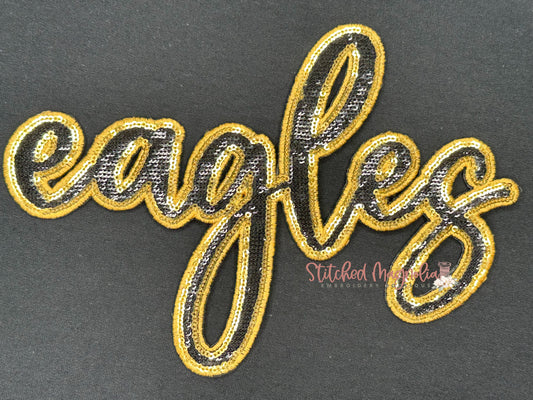 10" Eagles Handwritten Sequin Patch Mascot MJH