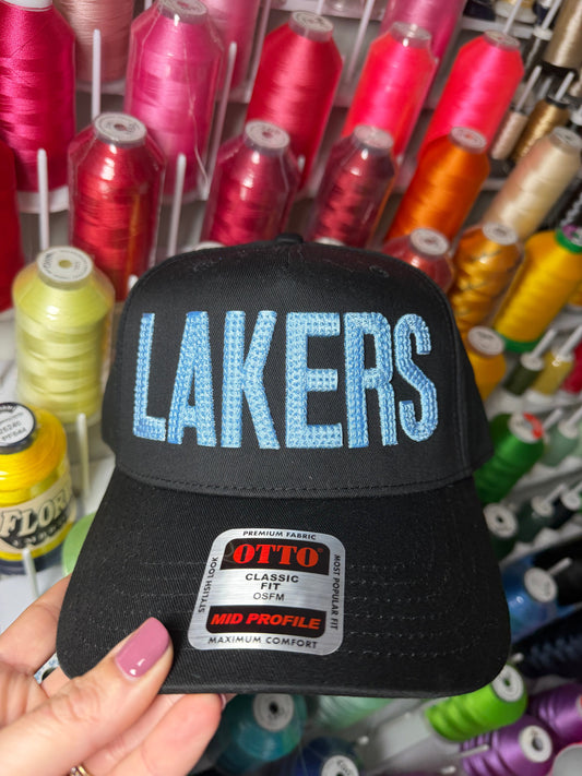 Lakers Puff Chain Stitch Embroidered Snapback Hat