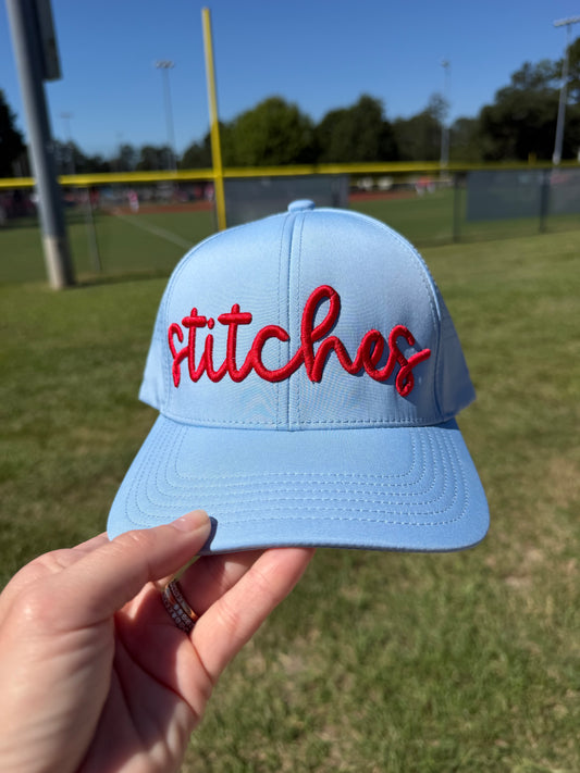 Stitches Puff Embroidered Perforated Baseball Hat