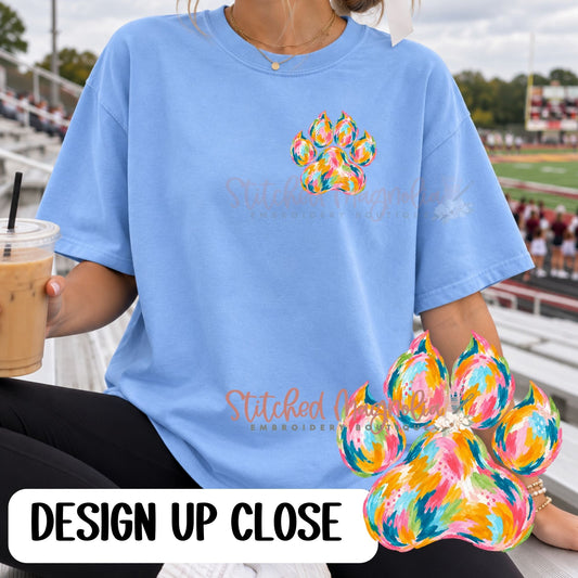 Colorful Lions Tee – Lion Back & Left-Chest Paw