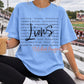 Lions Team Spirit Words Tee – Blue with Black Script