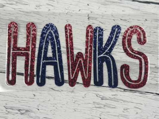 HAWKS Glitter UV DTF Transfer - Tumblers & Cars