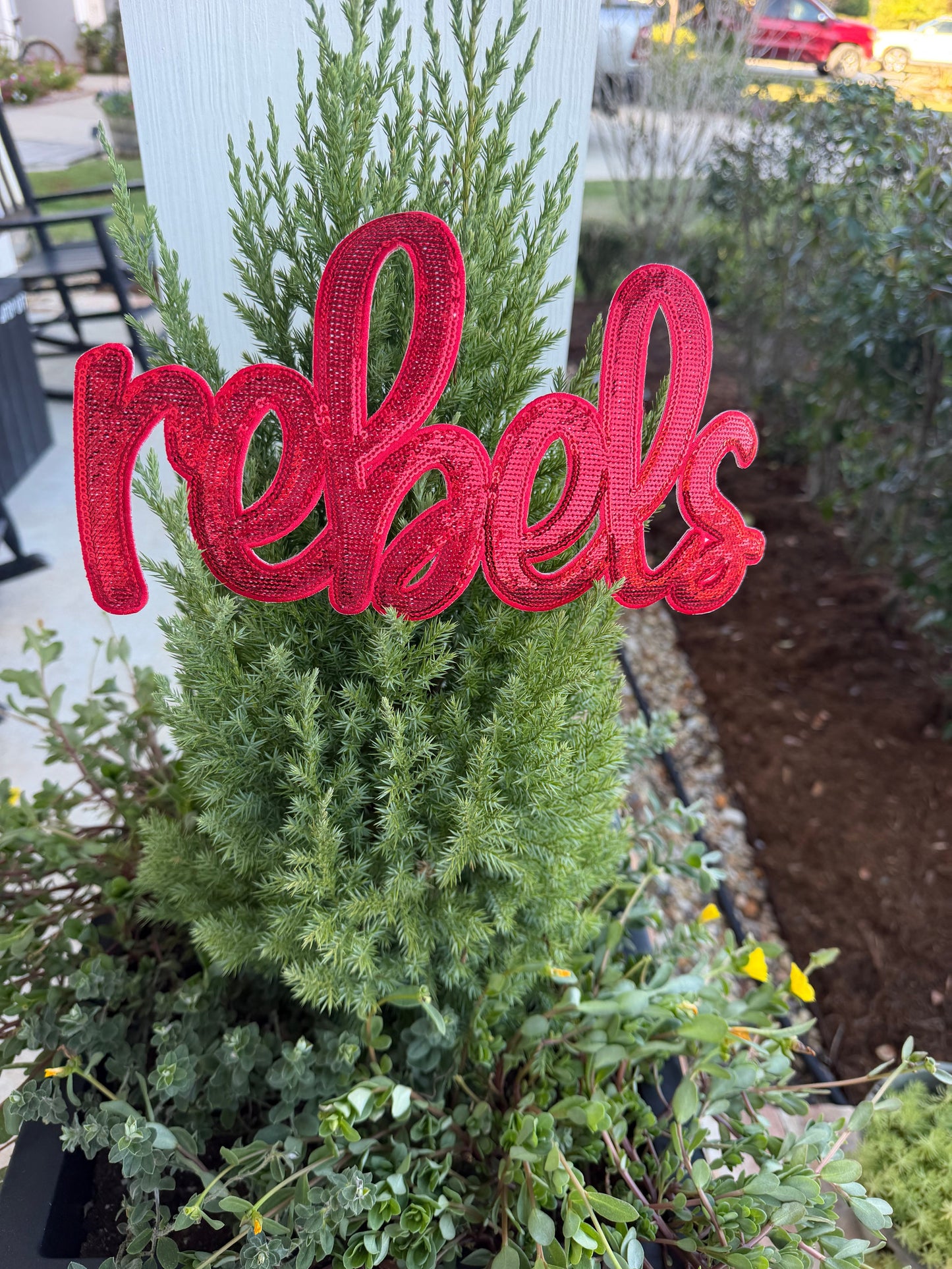 Rebels Sequin Patch – Red Script