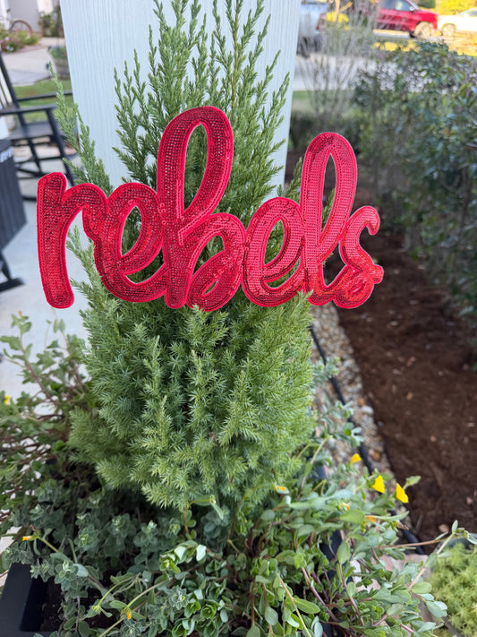 Rebels Sequin Patch – Red Script