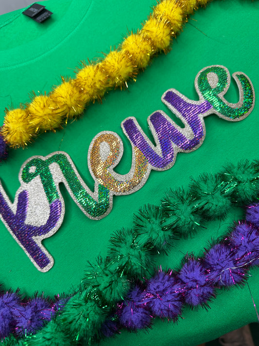 Krewe Sequin Patch 10.5x4 - Stitched Magnolia Exclusive Mardi Gras