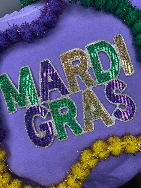 Mardi Gras Sequin Embroidery Patch 10.5x7 - Stitched Magnolia Exclusive