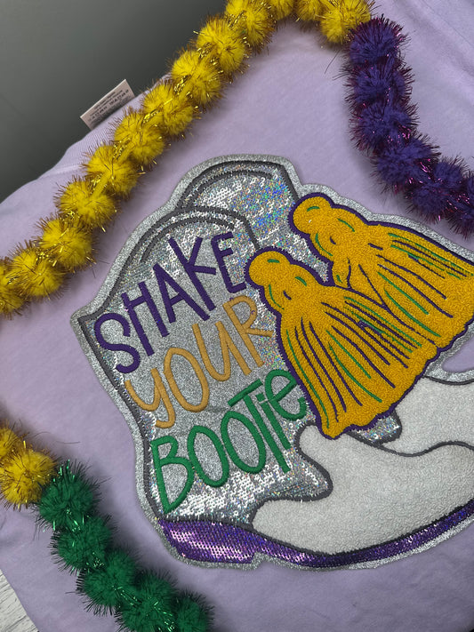 Shake Your Bootie Sequin Patch 11x11 - Mardi Gras Louisiana Design