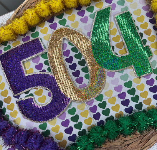 504 Area Code Sequin Patch 11x6 - Stitched Magnolia Exclusive New Orleans