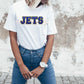 Lake Castle Jets Faux Embroidery Faux Sequin Graphic Tee | Unisex | Athletic Font | Faux Embroidery