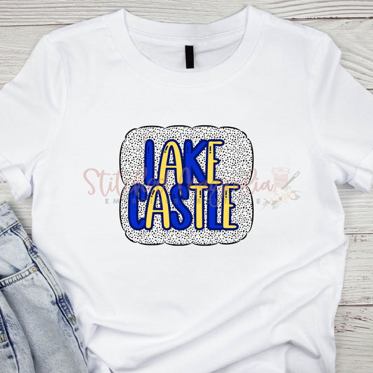 Lake Castle Jets Dalmatian Dots Graphic Tee | Bubble Letters Team Spirit | Unisex