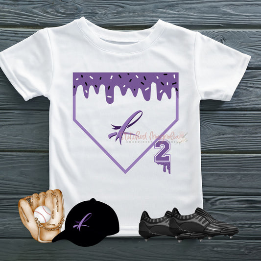 Lega-C Baseball Boys Drip Dri-Fit Tee in white with L logo and custom number 2