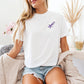 Lega-C Left Chest Logo Tee in white with purple script logo on left chest