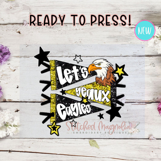 Single DTF Transfer - Faux Sequin Madisonville Junior High Eagles Pennants | Heat Press Ready (Copy)