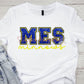 MES Athletic Font Faux Embroidery | Faux Sequins | Graphic Spirit Tee