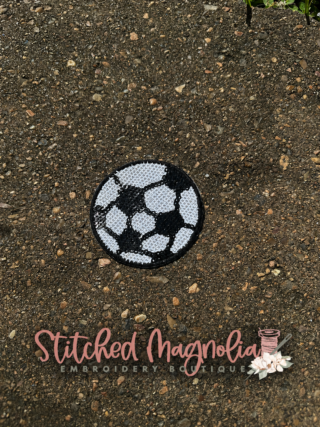 Sequin Soccer Ball Patch – Black & White Appliqué Patch