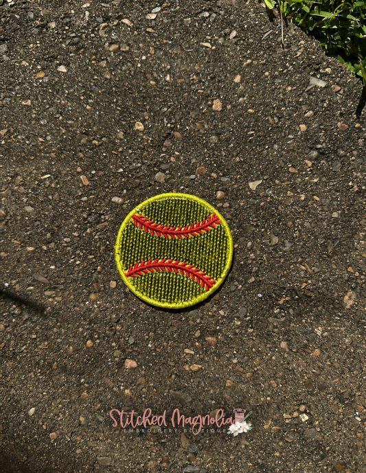 Sequin Softball Patch – Yellow & Red Appliqué Patch