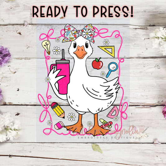 Single DTF Transfer- Back to School Duck Teacher | Heat Press Ready