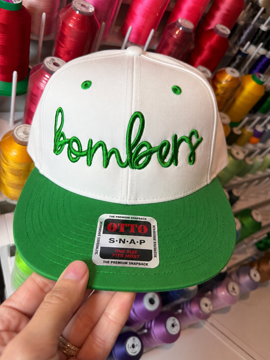 Custom Puff Embroidery Mid Profile Snapback Baseball Hat | Team Mascot Spirit Cap with Number Add-On