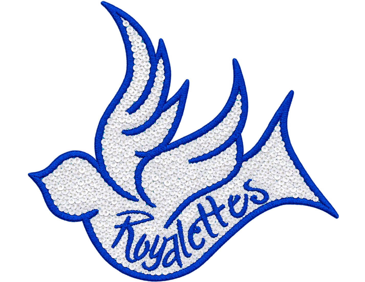 White Royallettes cheer spirit shirt with blue logo