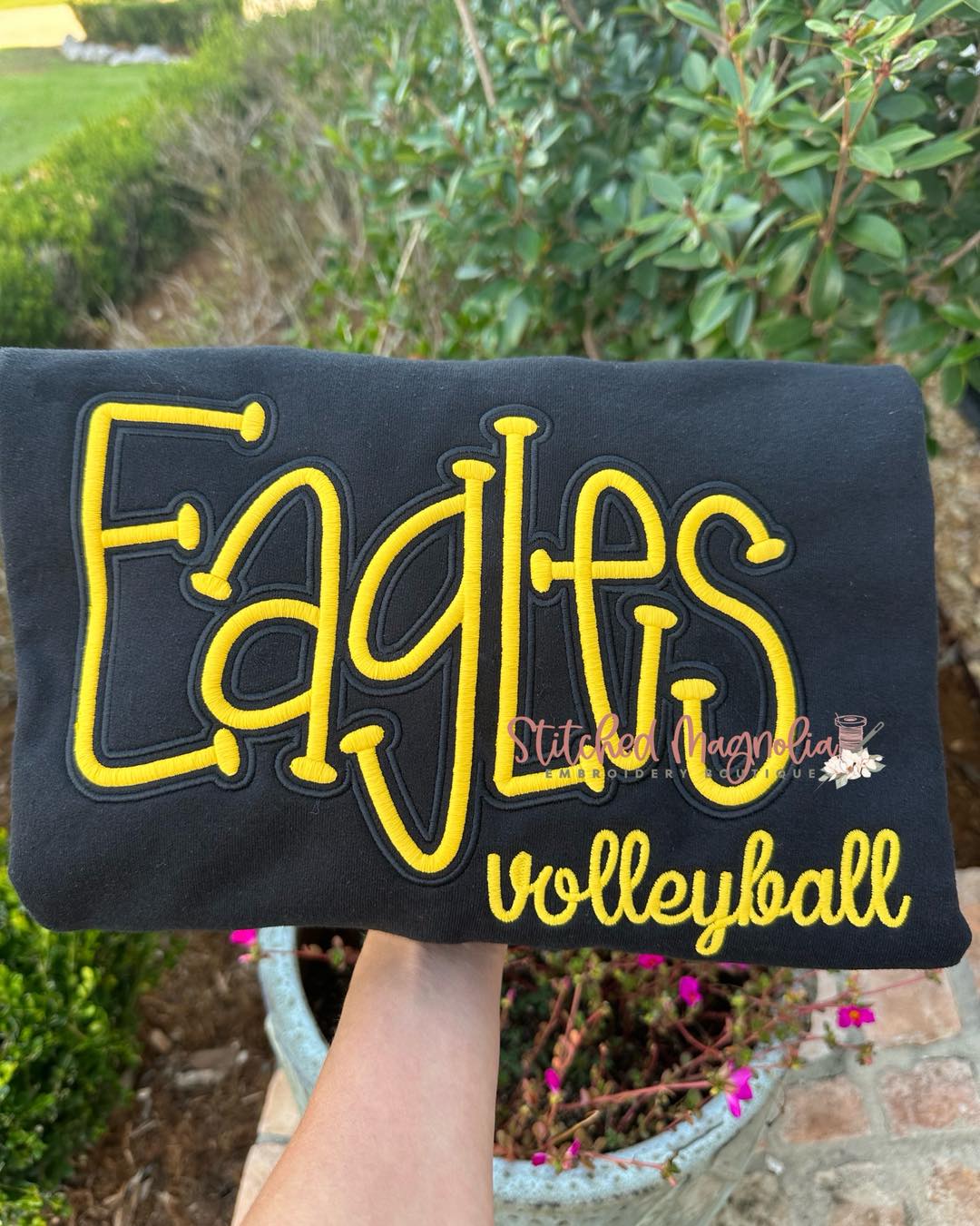 Eagles Puff Embroidery Youth Sweatshirt with Volleyball Add On