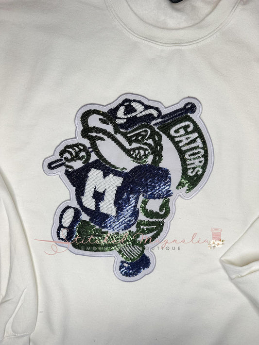 Custom Patch Mascot Sweatshirt | Personalized School Spirit Apparel | Trendy Game Day Sweatshirt