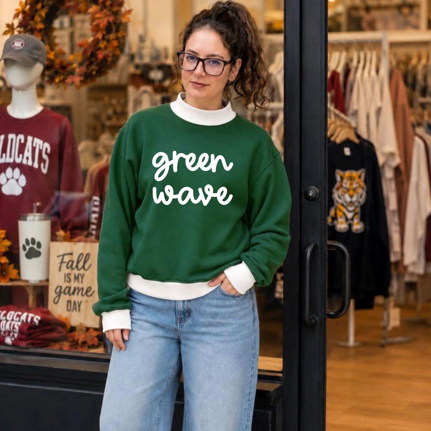Premium Contrast Mock Neck Sweatshirt – Custom Embroidered | PREORDER