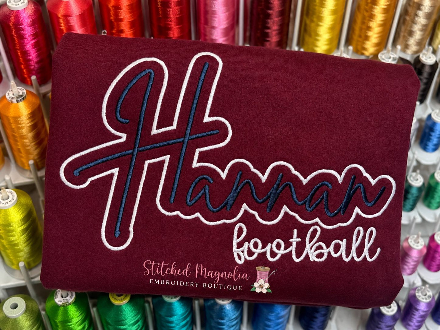 Hannan Football Embroidered Script Crewneck | Northshore School Spirit