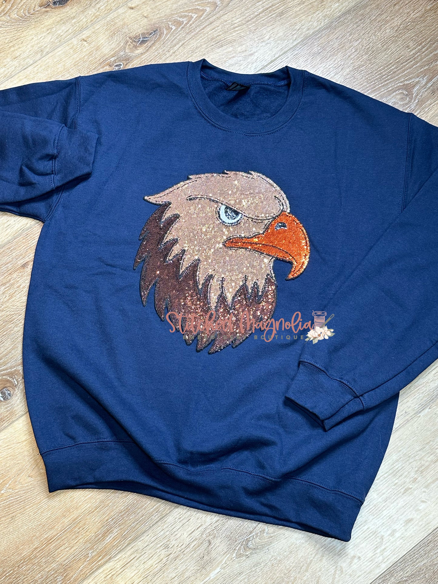 Hannan Hawks Sequin Patch Sweatshirt | Large Sequin Custom Hawk Patch