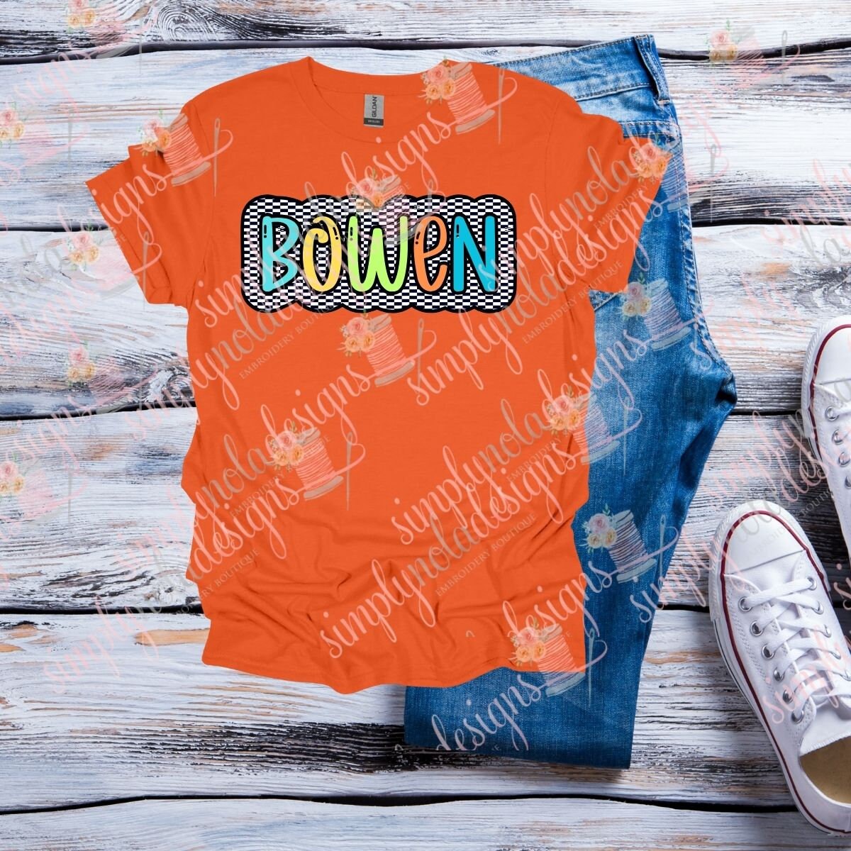 Bowen PNG-Bright Name Doodle- Checkered Frame- Digital Download- Bright Doodle Name-PNG-Sublimation-DTF printing-Bright Letters