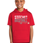 Stitches Baseball Youth Fleece Hoodie in red with DTF graphic