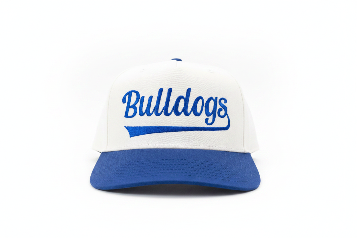 Bulldogs embroidery snapback hat studio product shot