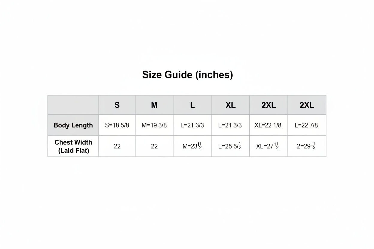 MSC Lakers Crop Hoodie Size Guide in inches - S through 2XL